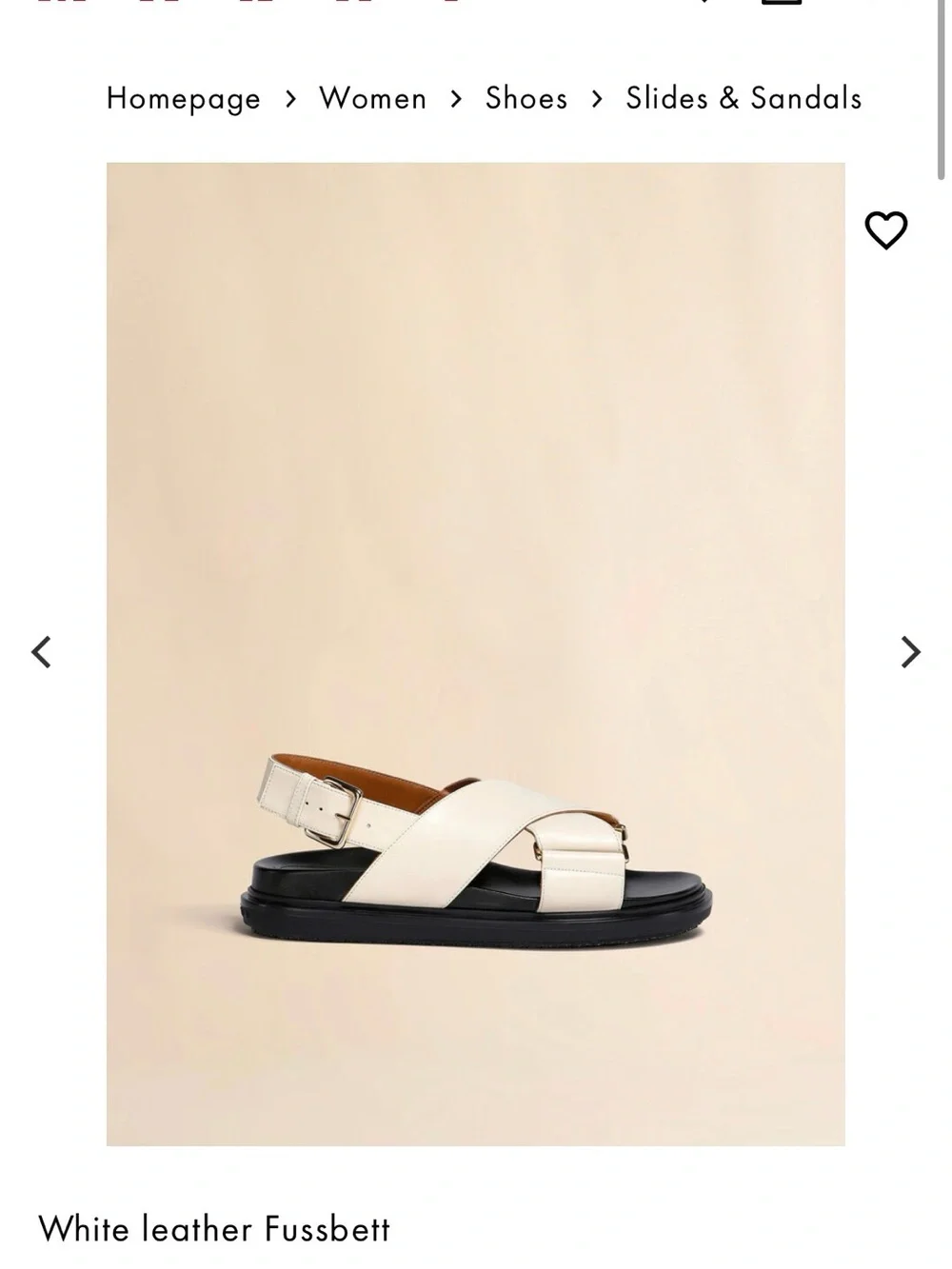 Marni White Leather Fussbett size 37